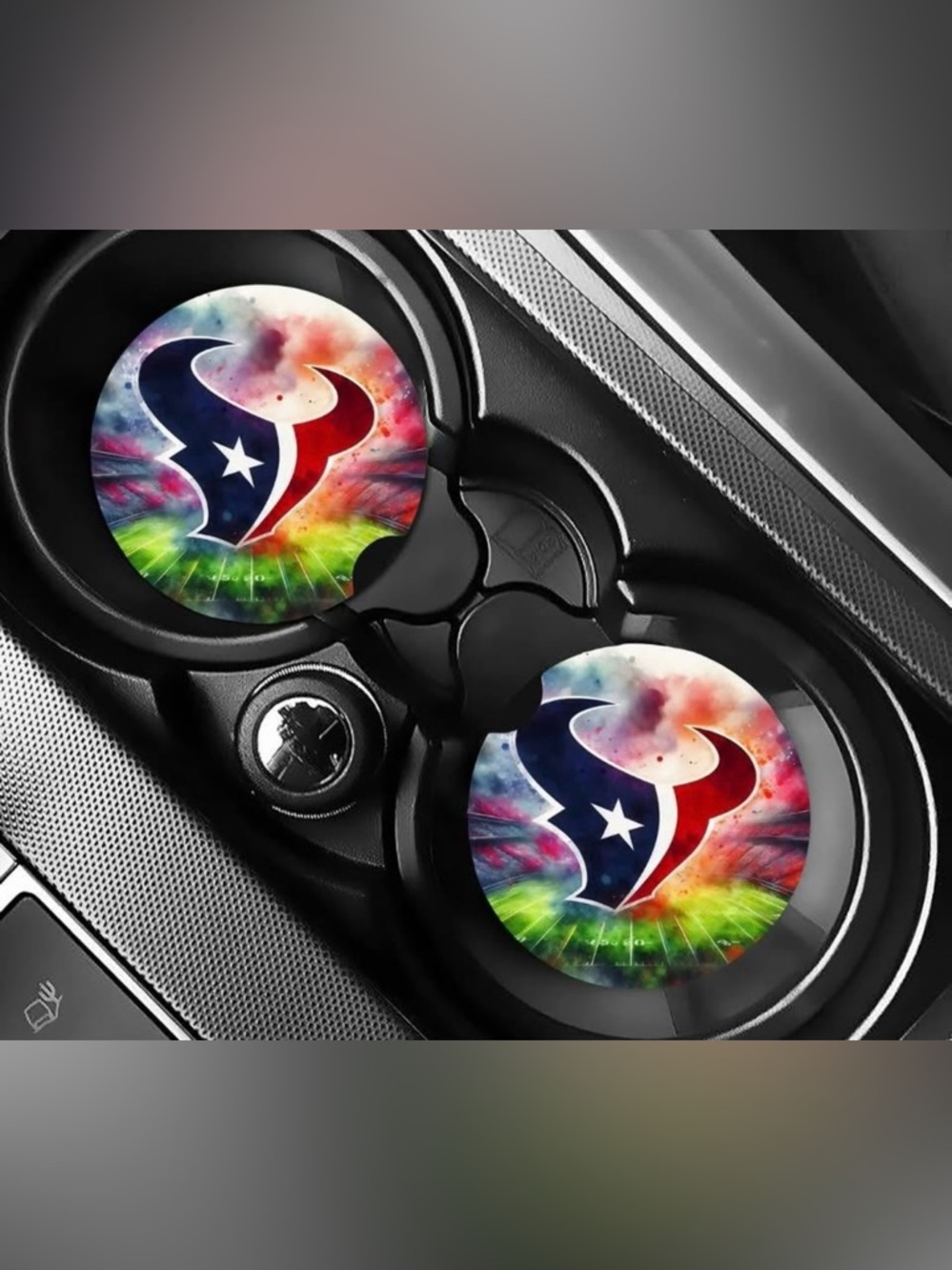 Watercolor Texans Car Coasters Absorbent Set of (2)
